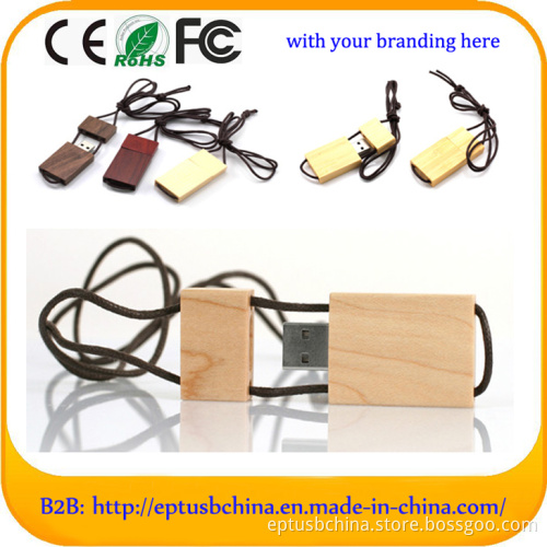 Promotional Wooden USB Flash Drive Necklac Pendant (EW057)